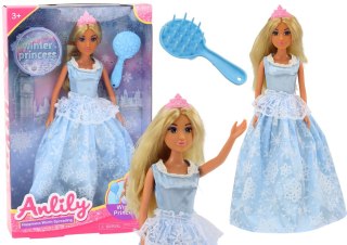 LEAN Toys Lalka Anlily Królowa Lodu Niebieska Sukienka w Śnieżki Szczotka