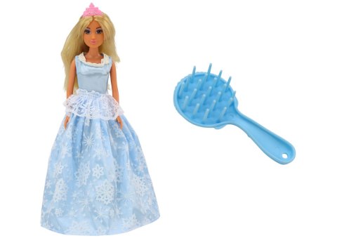 LEAN Toys Lalka Anlily Królowa Lodu Niebieska Sukienka w Śnieżki Szczotka