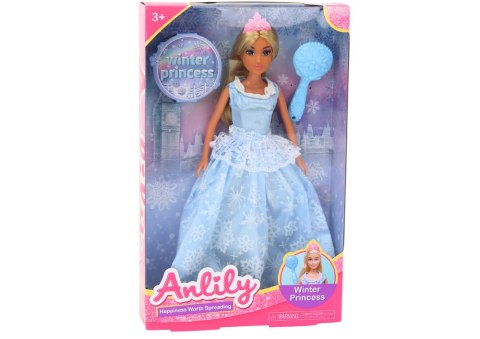 LEAN Toys Lalka Anlily Królowa Lodu Niebieska Sukienka w Śnieżki Szczotka