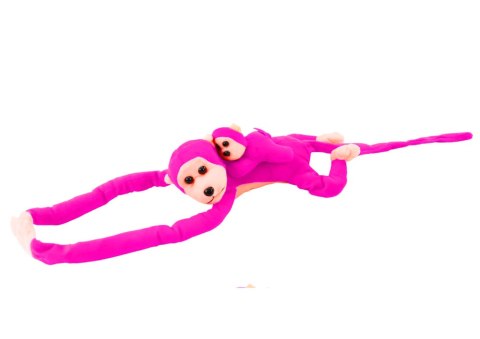 LEAN Toys Maskotka Pluszowa Małpka z Dzieckiem Ciemno Różowa 90 cm