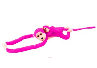 LEAN Toys Maskotka Pluszowa Małpka z Dzieckiem Ciemno Różowa z Dźwiękiem 70 cm