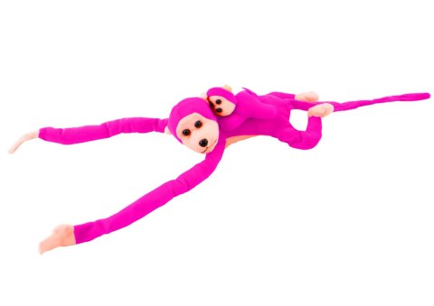 LEAN Toys Maskotka Pluszowa Małpka z Dzieckiem Ciemno Różowa z Dźwiękiem 70 cm