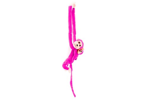 LEAN Toys Maskotka Pluszowa Małpka z Dzieckiem Ciemno Różowa z Dźwiękiem 70 cm
