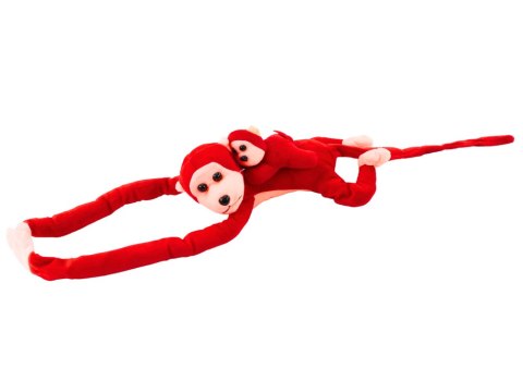 LEAN Toys Maskotka Pluszowa Małpka z Dzieckiem Czerwona 70 cm