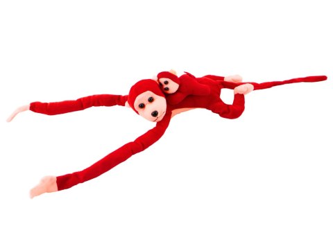 LEAN Toys Maskotka Pluszowa Małpka z Dzieckiem Czerwona 70 cm