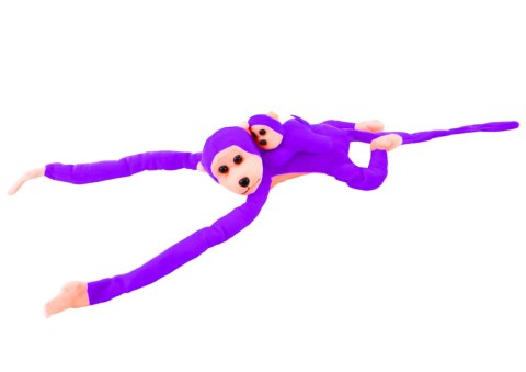 LEAN Toys Maskotka Pluszowa Małpka z Dzieckiem Fioletowa 70 cm