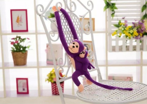 LEAN Toys Maskotka Pluszowa Małpka z Dzieckiem Fioletowa 90 cm