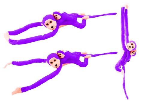 LEAN Toys Maskotka Pluszowa Małpka z Dzieckiem Fioletowa 90 cm