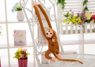 LEAN Toys Maskotka Pluszowa Małpka z Dzieckiem Jasno Brązowa 70 cm