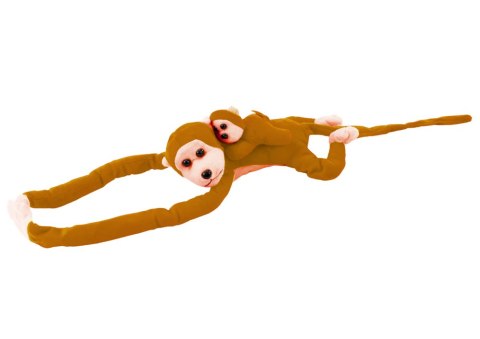 LEAN Toys Maskotka Pluszowa Małpka z Dzieckiem Jasno Brązowa 90 cmz