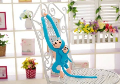 LEAN Toys Maskotka Pluszowa Małpka z Dzieckiem Niebieska 70 cm