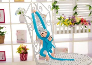LEAN Toys Maskotka Pluszowa Małpka z Dzieckiem Niebieska 90 cm