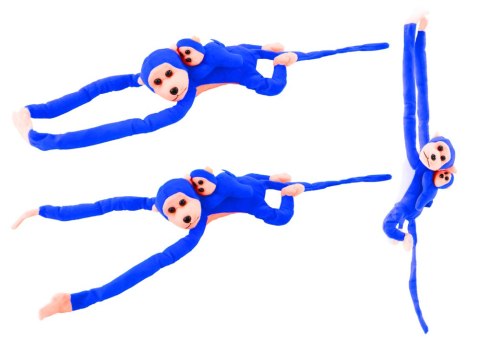LEAN Toys Maskotka Pluszowa Małpka z Dzieckiem Niebieska 90 cm