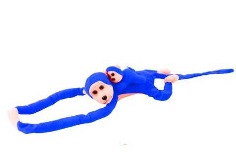 LEAN Toys Maskotka Pluszowa Małpka z Dzieckiem Niebieska 90 cm