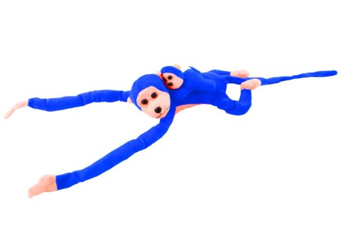 LEAN Toys Maskotka Pluszowa Małpka z Dzieckiem Niebieska 90 cm