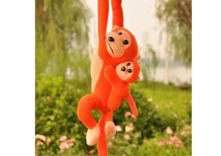 LEAN Toys Maskotka Pluszowa Małpka z Dzieckiem Pomarańczowa 90 cm