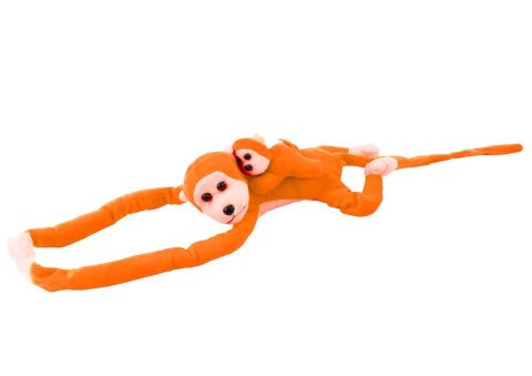 LEAN Toys Maskotka Pluszowa Małpka z Dzieckiem Pomarańczowa z Dźwiękiem 70 cm