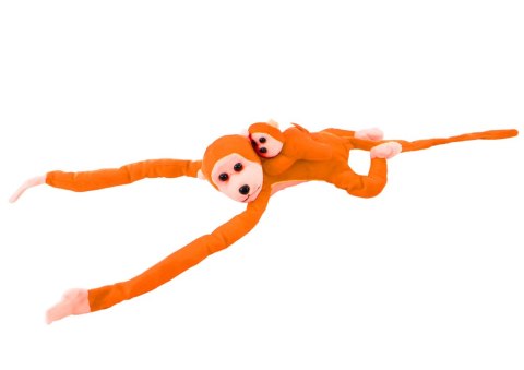 LEAN Toys Maskotka Pluszowa Małpka z Dzieckiem Pomarańczowa z Dźwiękiem 70 cm
