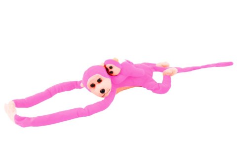 LEAN Toys Maskotka Pluszowa Małpka z Dzieckiem Różowa 70 cm