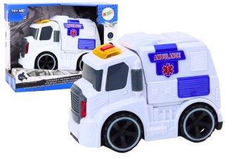 LEAN Toys Ambulans Karetka Dźwięki Światła Napęd Auto Samochód Pogotowia Biały