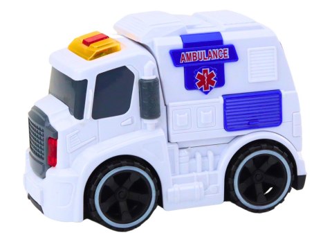 LEAN Toys Ambulans Karetka Dźwięki Światła Napęd Auto Samochód Pogotowia Biały