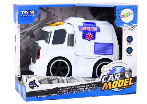 LEAN Toys Ambulans Karetka Dźwięki Światła Napęd Auto Samochód Pogotowia Biały