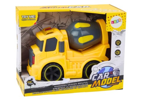LEAN Toys Autko Betoniarka Obracana Napęd Światła Dźwięki Żółta