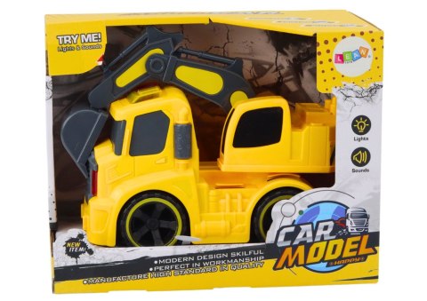 LEAN Toys Autko Koparka Regulowana Łyżka Napęd Światła Dźwięki Żółta