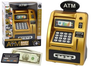 LEAN Toys Bankomat Skarbonka Dla Dzieci Nauka Oszczędzania Złoto Czarny