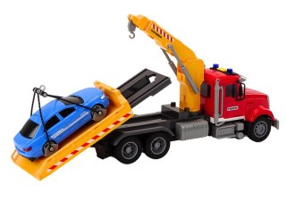 LEAN Toys Ciężarówka Laweta Z Dźwigiem Na Auto Światła Dźwięki Napęd Czerwona