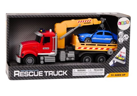 LEAN Toys Ciężarówka Laweta Z Dźwigiem Na Auto Światła Dźwięki Napęd Czerwona