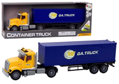 LEAN Toys Ciężarówka Tir Naczepa Kontener Światła Dźwięki Napęd Żółta