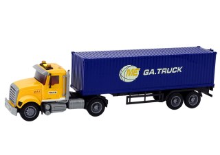 LEAN Toys Ciężarówka Tir Naczepa Kontener Światła Dźwięki Napęd Żółta