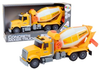 LEAN Toys Ciężarówka Żółta Betoniarka Z Napędem Frykcyjnym Efekty Świetlne i Dźwiękowe