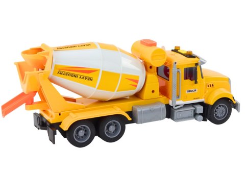 LEAN Toys Ciężarówka Żółta Betoniarka Z Napędem Frykcyjnym Efekty Świetlne i Dźwiękowe