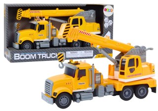 LEAN Toys Ciężarówka Żółty Dźwig Z Napędem Frykcyjnym Efekty Świetlne i Dźwiękowe