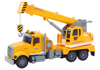LEAN Toys Ciężarówka Żółty Dźwig Z Napędem Frykcyjnym Efekty Świetlne i Dźwiękowe