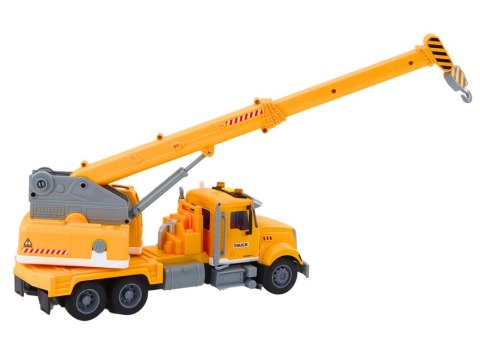 LEAN Toys Ciężarówka Żółty Dźwig Z Napędem Frykcyjnym Efekty Świetlne i Dźwiękowe