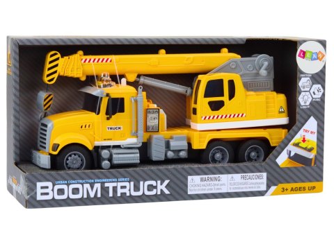 LEAN Toys Ciężarówka Żółty Dźwig Z Napędem Frykcyjnym Efekty Świetlne i Dźwiękowe