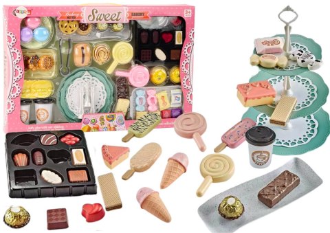LEAN Toys ﻿Cukiernia Kawiarnia Zestaw Słodycze Figurki Kawa Ciasto 50 ele.