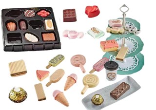 LEAN Toys ﻿Cukiernia Kawiarnia Zestaw Słodycze Figurki Kawa Ciasto 50 ele.