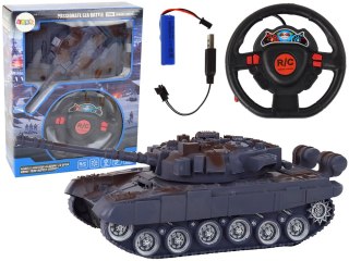 LEAN Toys Czołg R/C Zdalnie Sterowany Światła Dźwięk Granatowy 1:18 27MHz