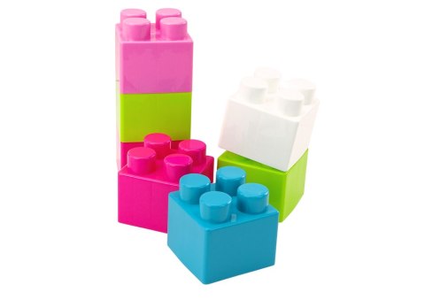 LEAN Toys Duże Klocki Konstrukcyjne W Torbie Naklejki Kolorowe 12 El