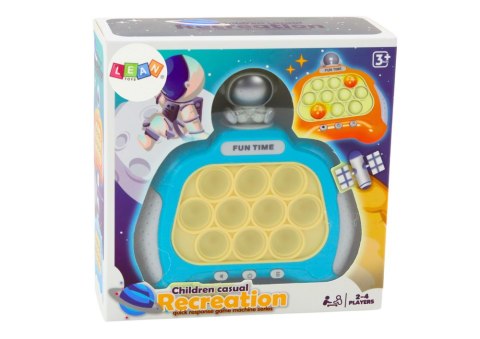LEAN Toys Gra Pop-It Wac A Mole Kosmonauta Światła Dźwięki Niebieski