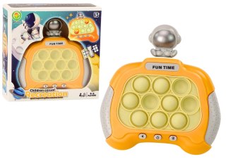 LEAN Toys Gra Sensoryczna Konsola Pop-It Kosmonauta Światła Dźwięki Żółta