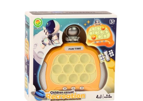 LEAN Toys Gra Sensoryczna Konsola Pop-It Kosmonauta Światła Dźwięki Żółta