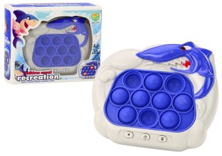 LEAN Toys Gra Sensoryczna Konsola Pop-It Rekin Światła Dźwięki Niebieska