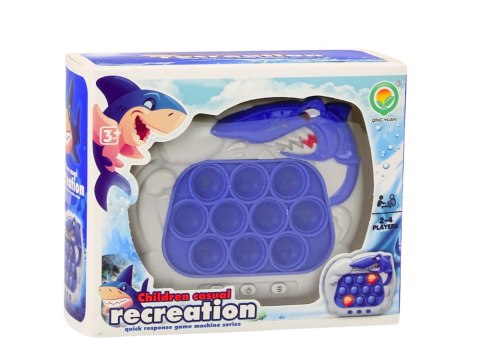 LEAN Toys Gra Sensoryczna Konsola Pop-It Rekin Światła Dźwięki Niebieska