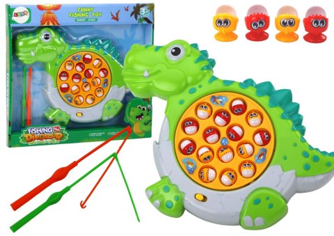 LEAN Toys Gra Zręcznościowa Łowienie Rybek Plansza Dinozaur Zielony