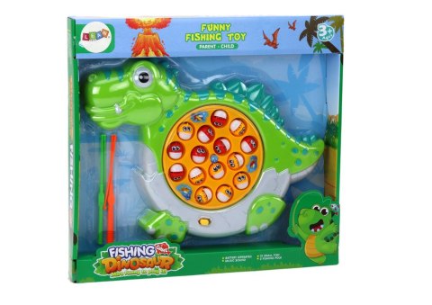 LEAN Toys Gra Zręcznościowa Łowienie Rybek Plansza Dinozaur Zielony